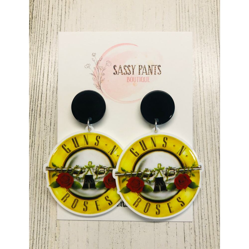 Guns & Roses Acrylic Earrings NEW